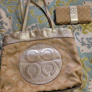 Coach Purse with Matching Wallet - Gold
